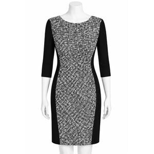 Ralph Lauren Women’s Size 14 Black White Crosshatch Jersey Sheath Career Dress